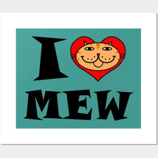 I Heart Cat - Orange Striped Kitty Posters and Art